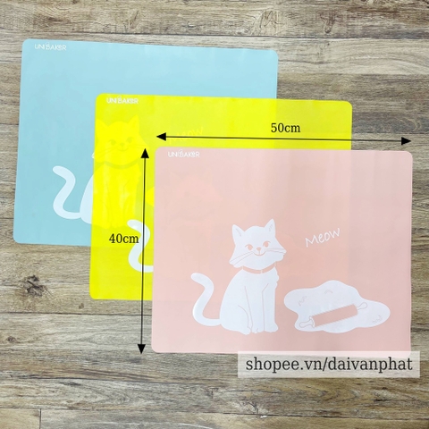 Unibaker - Thảm nhào bột silicon MB022 (40x50cm vàng-xanh-hồng)