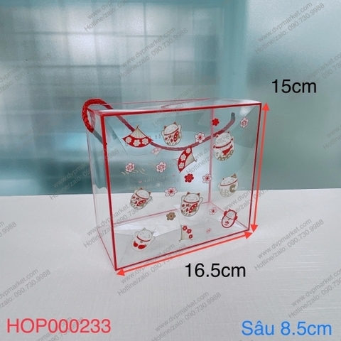 Hộp trong size 16.5x8.5x15 - Mèo đỏ