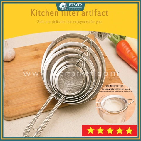 Dụng cụ rây lọc - Viền tròn - Inox - 20cm