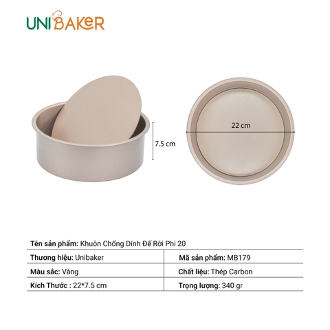 Unibaker - Khuôn tròn 20cm - Đế rời - MB179