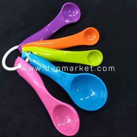 Bộ muỗng đong định lượng - Nhựa - Sắc màu NK (Bộ 5 cái)