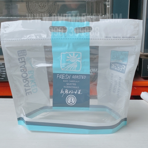 Túi zip trong suốt size 32x26.5x19 - Màu xanh (Xấp 10c)