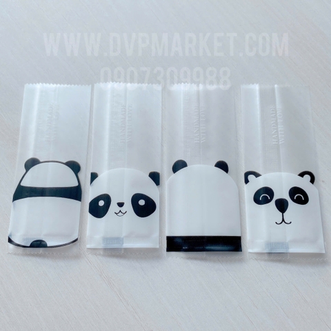 Túi hàn kẹo nougat 4x9cm gấu trúc (Xấp 100)