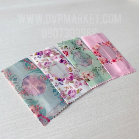 Túi hàn kẹo nougat 4x9.5cm - in hoa (xấp 100)
