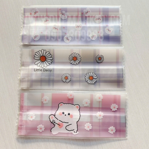 Túi hàn kẹo nougat 4x9.5cm - kẻ caro (xấp 100)