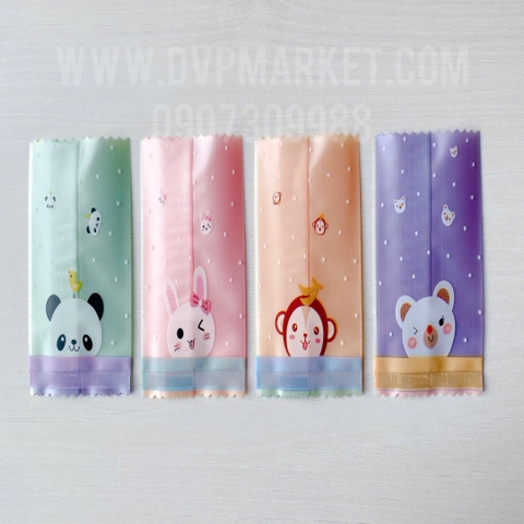 Túi hàn kẹo nougat 4x9.5cm - hoạt hình (xấp 100)