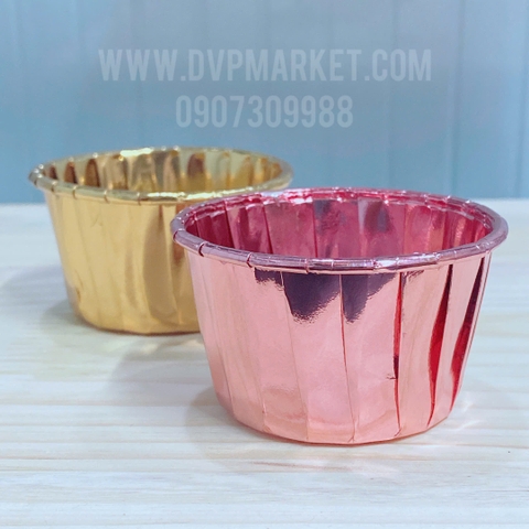 Cup giấy muffin/ cupcake viền nhũ vàng hồng (lốc 50c)