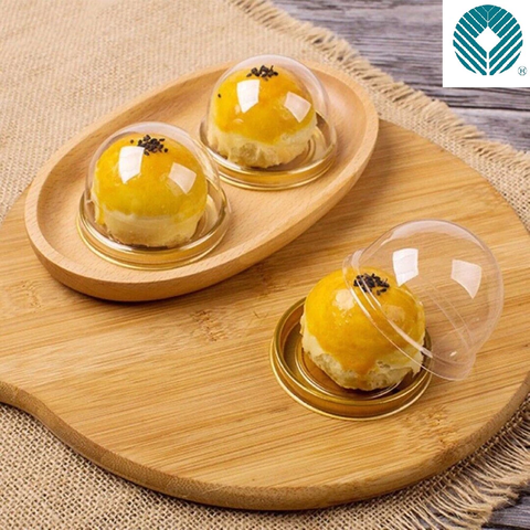 Trung Thu - Hộp bánh nhựa - Cầu - Đế đen ,vàng (Lốc 50c)