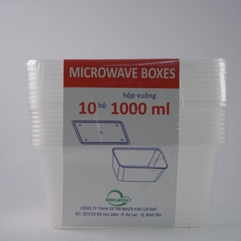 Hộp nhựa chữ nhật đựng thức ăn 1000ml (lẻ)