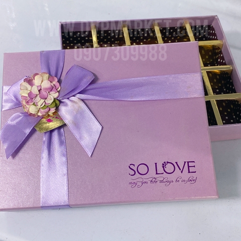 Hộp SCL chữ nhật 18 ngăn mặt kính màu tím nơ tím