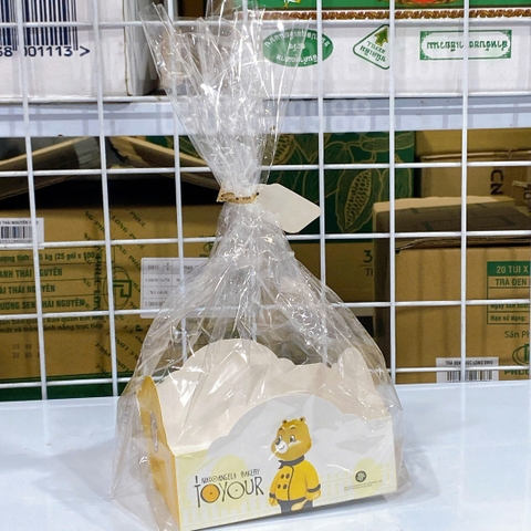 Túi nilong đế vuông thành thấp gấu vàng 12x12x6.7cm (Lốc 100c)