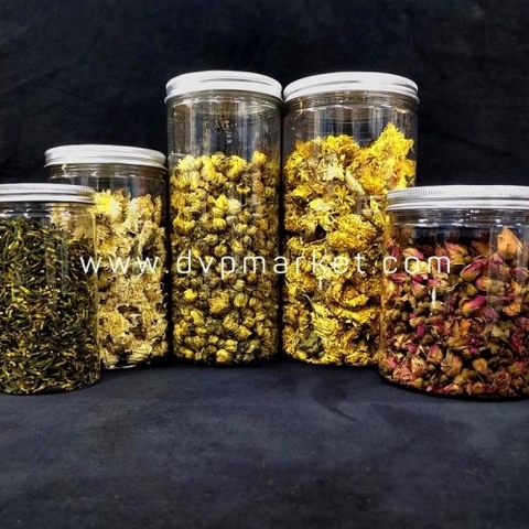 Hũ nhựa nắp thiếc - Bạc - 1000ml - 9x16.5cm