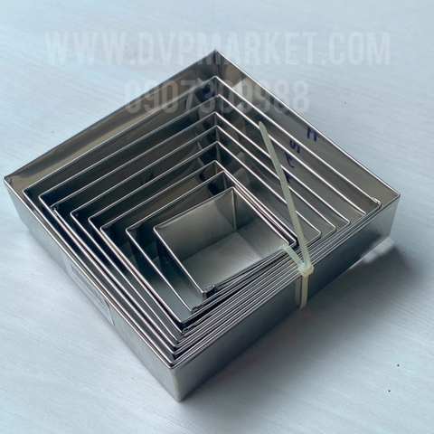 Bộ 9 khuôn mousse vuông inox 304 (size 3x4 - 3x12)