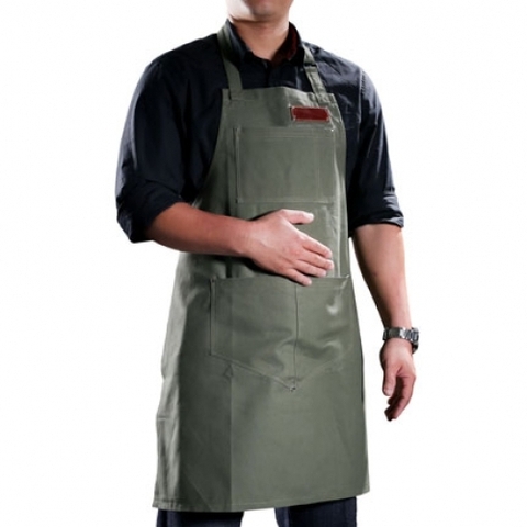 Tạp dề vải bố dây da - Canvas