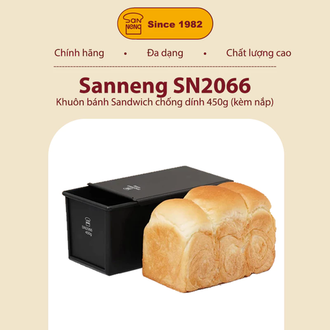 Sanneng SN2066 - Khuôn bánh Sandwich chống dính 450g (kèm nắp)