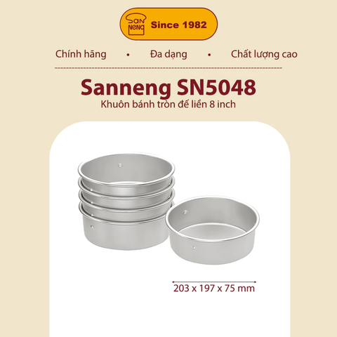 Sanneng SN5048 - Khuôn bánh tròn đế liền 8 inch Emboss