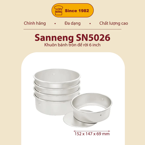 Sanneng SN5026 - Khuôn bánh tròn đế rời 6 inch
