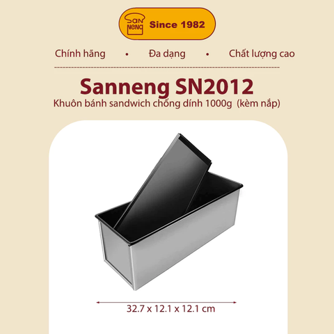 Sanneng SN2012- Khuôn bánh Sandwich chống dính 1000g (kèm nắp)