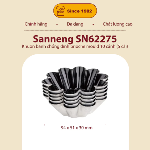 Sanneng SN62275 - Khuôn bánh Tart 10 cánh