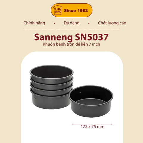 Sanneng SN5037 - Khuôn bánh tròn đế liền đen 7 inch