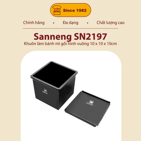 Sanneng SN2197 - Khuôn bánh gối vuông 100x100x100 250g (kèm nắp)