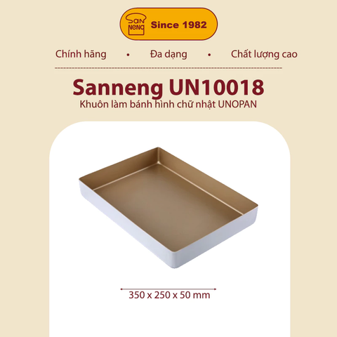 Sanneng UN10018 - Khuôn làm bánh hình chữ nhật thành cao UNOPAN 350x250x50mm