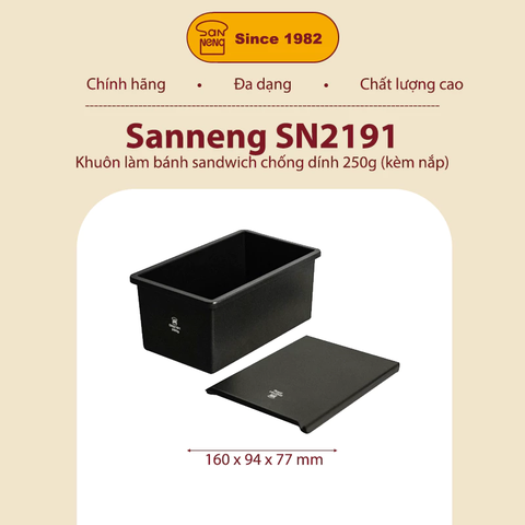 Sanneng SN2191 - Khuôn làm bánh Sandwich chống dính 250g (kèm nắp)