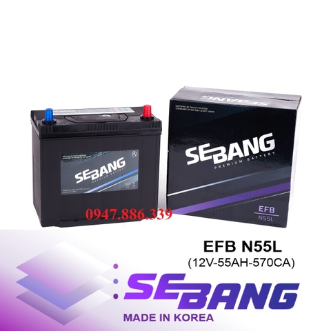 ẮC QUY SEBANG EFB N55L (12V-55AH)