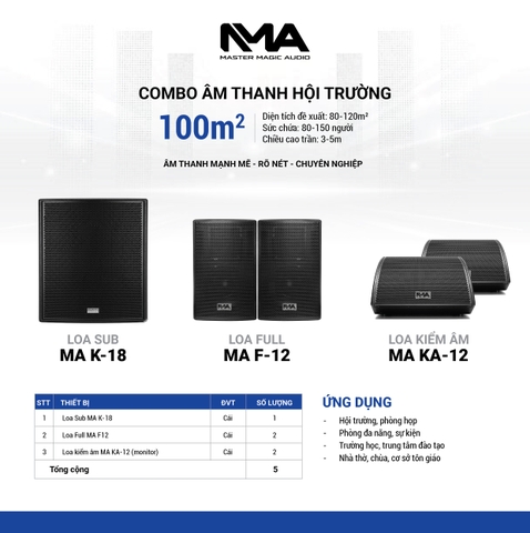 COMBO ÂM THANH HỘI TRƯỜNG 100M2