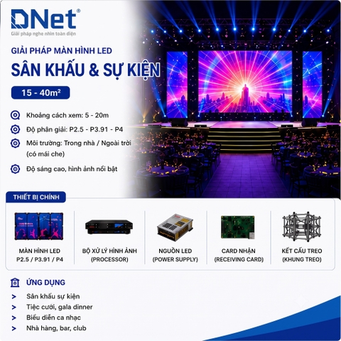 GIẢI PHÁP MÀN HÌNH LED SÂN KHẤU & SỰ KIỆN 15-40M2