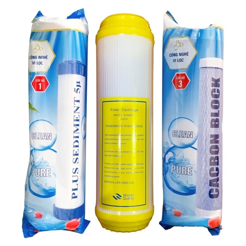 Bộ Lõi Lọc Nước 10 inch Làm Mềm Nước Số 1-2-3, Cho Mọi Dòng Máy RO