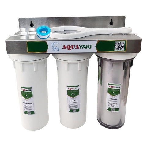 Bộ Lọc Thô 3 Cốc AQUAYAKI 10 inch - Lọc Nước Sinh Hoạt, Đầu Nguồn