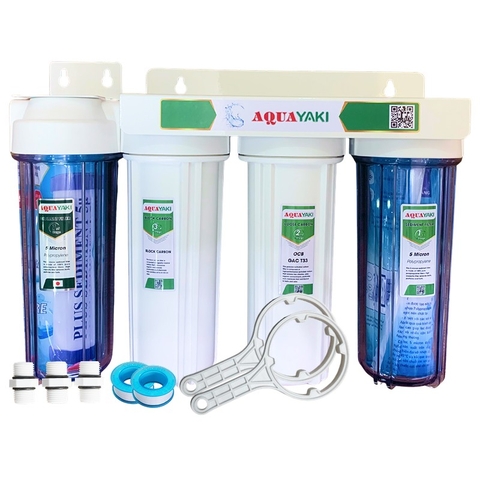 Bộ Lọc Thô 4 Cốc AQUAYAKI AQUA-S104 Series 10 inch Lọc Nước Đầu Nguồn cho Gia đình, Nhà hàng, Quán cà phê