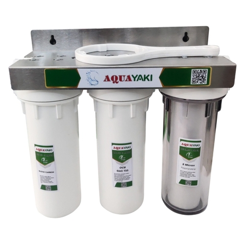 Bộ Lọc Thô 3 Cốc AQUAYAKI 10 inch - Lọc Nước Sinh Hoạt, Đầu Nguồn