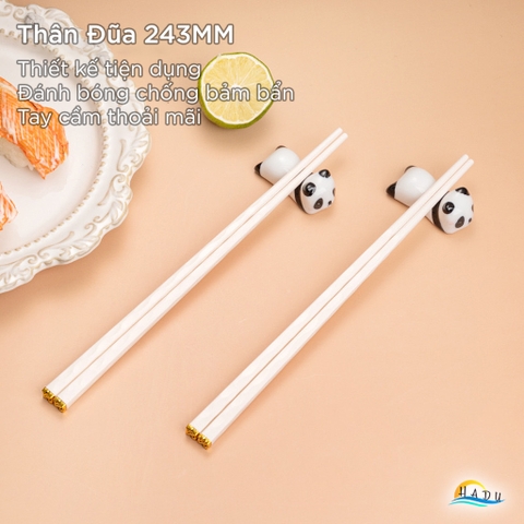 Bộ 5 Đôi Đũa Sợi Thủy Tinh HADU Họa Tiết Hoa Anh Đào, Chống Trơn, Chống Mốc, 24.3cm, Màu Trắng