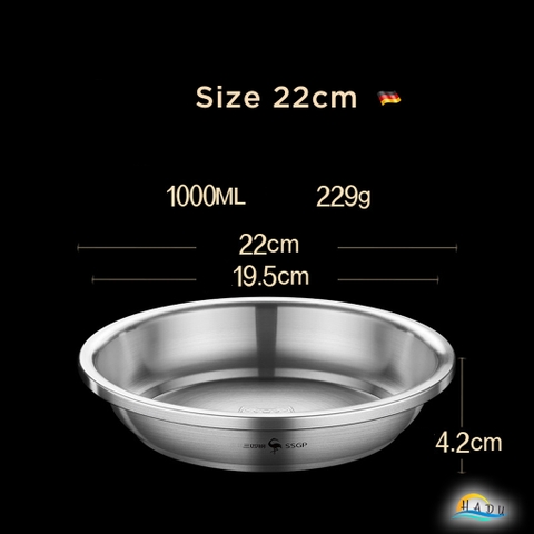 Đĩa Inox 304 Sâu Lòng SSGP, Chống Trầy, Xếp Chồng Gọn, Nhiều Size, Đạt Chất Lượng LFGB Đức