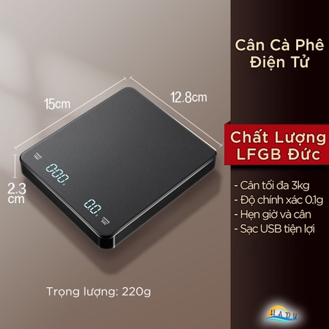 Cân Điện Tử Pha Cà Phê SSGP 3kg/0.1g, Tích Hợp Hẹn Giờ, Sạc USB, Màn Hình LED, Đạt Chất Lượng LFGB Đức
