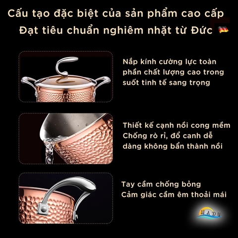 Nồi Inox Bếp Từ 304 3 Đáy Cao Cấp 20cm Đạt Chất Lượng Đức SSGP