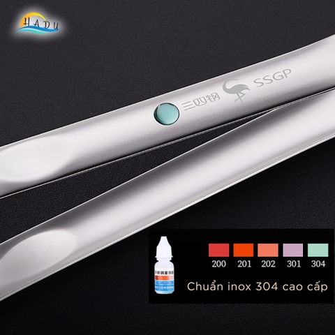 Kẹp Gắp Thức Ăn Inox 304 SSGP, Đầu Răng Cưa Chống Trượt, Có Lỗ Thoát Dầu, Dài 25cm, Đạt Chất Lượng LFGB Đức