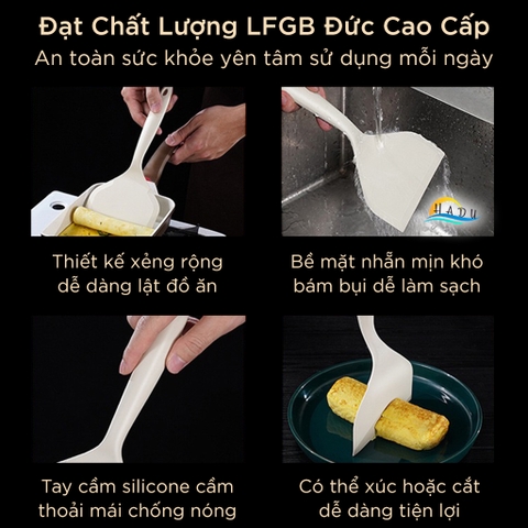 Xẻng Lật Silicone SSGP Chịu Nhiệt, Không Trầy Xước Nồi, Đạt Chất Lượng LFGB Đức
