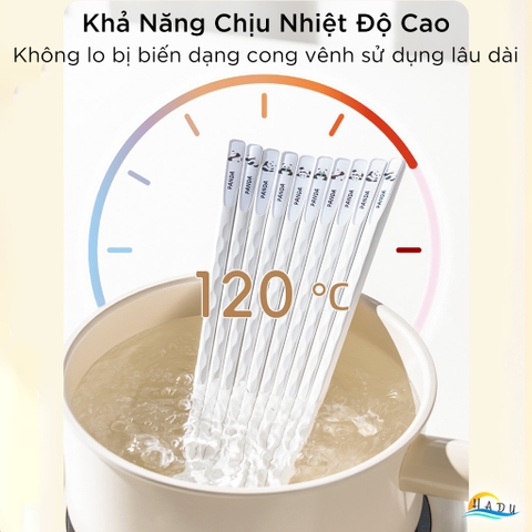 Bộ 5 Đôi Đũa Sợi Thủy Tinh HADU Kháng Khuẩn, Chống Mốc, Đầu Nhám Chống Trơn, Màu Trắng