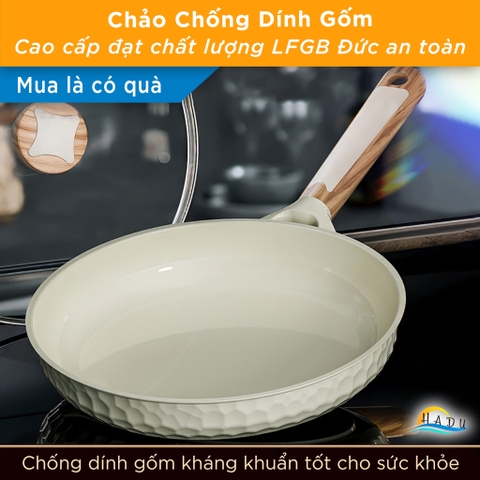 Chảo Gốm Chống Dính Kháng Khuẩn SSGP, 26cm, 28cm, Lòng Sâu, Độ Cứng 9H, Có Nắp Kính, Đạt Chất Lượng LFGB Đức