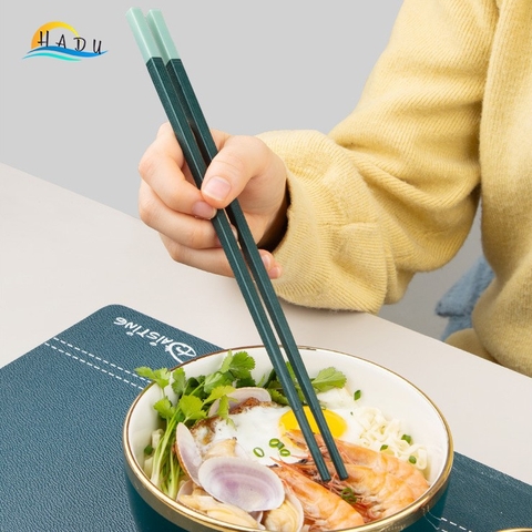 Bộ 10 Đôi Đũa Hợp Kim HADU, Chống Mốc, Chống Trơn Trượt, Dài 27.3cm, Kèm Hộp, Màu Xanh