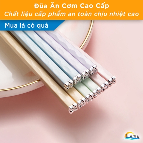 Bộ 5 Đôi Đũa Sợi Thủy Tinh HADU Họa Tiết Hoa Anh Đào, Chống Trơn, Chống Mốc, 24.3cm, Nhiều Màu