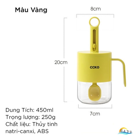 Lọ Đựng Gia Vị Thủy Tinh CCKO Cao Cấp, Thìa Thông Minh Tự Động Co Duỗi, Có Gạt Định Lượng, Chống Ẩm