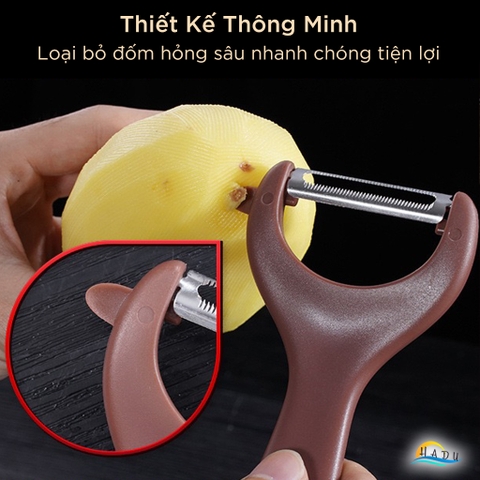 Nạo Rau Củ Quả Đa Năng SSGP, Dao Bào Gọt Vỏ Mỏng Lưỡi Thép 420 Siêu Bén, Có Đầu Lấy Mắt