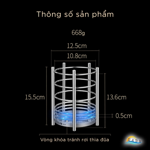 Ống Đựng Đũa Thìa Inox 304 SSGP, Thông Gió 360° Chống Mốc, Sức Chứa Lớn, Cao 15.5cm, Đạt Chất Lượng LFGB Đức