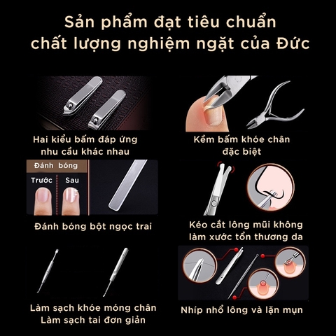 Bộ Cắt Móng Tay Chân Cao Cấp Mini Sắc Bén Bao Da PU Da Cá Sấu Sang Trọng SSGP