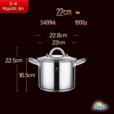 Nồi Lẩu Bếp Từ Inox 304 SSGP 5.4L, Đáy 3 Lớp, Nắp Kính Cường Lực, Chống Nóng, Đạt Chất Lượng LFGB Đức