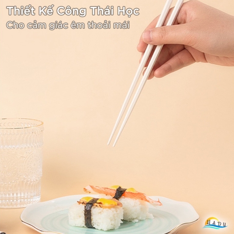 Bộ 5 Đôi Đũa Sợi Thủy Tinh HADU Kháng Khuẩn, Chống Trượt, Chịu Nhiệt, 24.3cm
